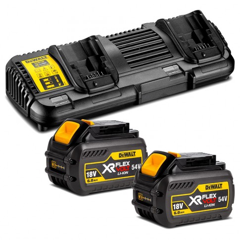 Σέτ Φορτιστής Μπαταρίες DEWALT 2 XR FLEXVOLT  54V 6.0AH LI-ION + ΦΟΡΤΙΣΤΉΣ 2 Θέσεων