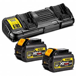 Σέτ Φορτιστής Μπαταρίες DEWALT 2 XR FLEXVOLT  54V 6.0AH LI-ION + ΦΟΡΤΙΣΤΉΣ 2 Θέσεων