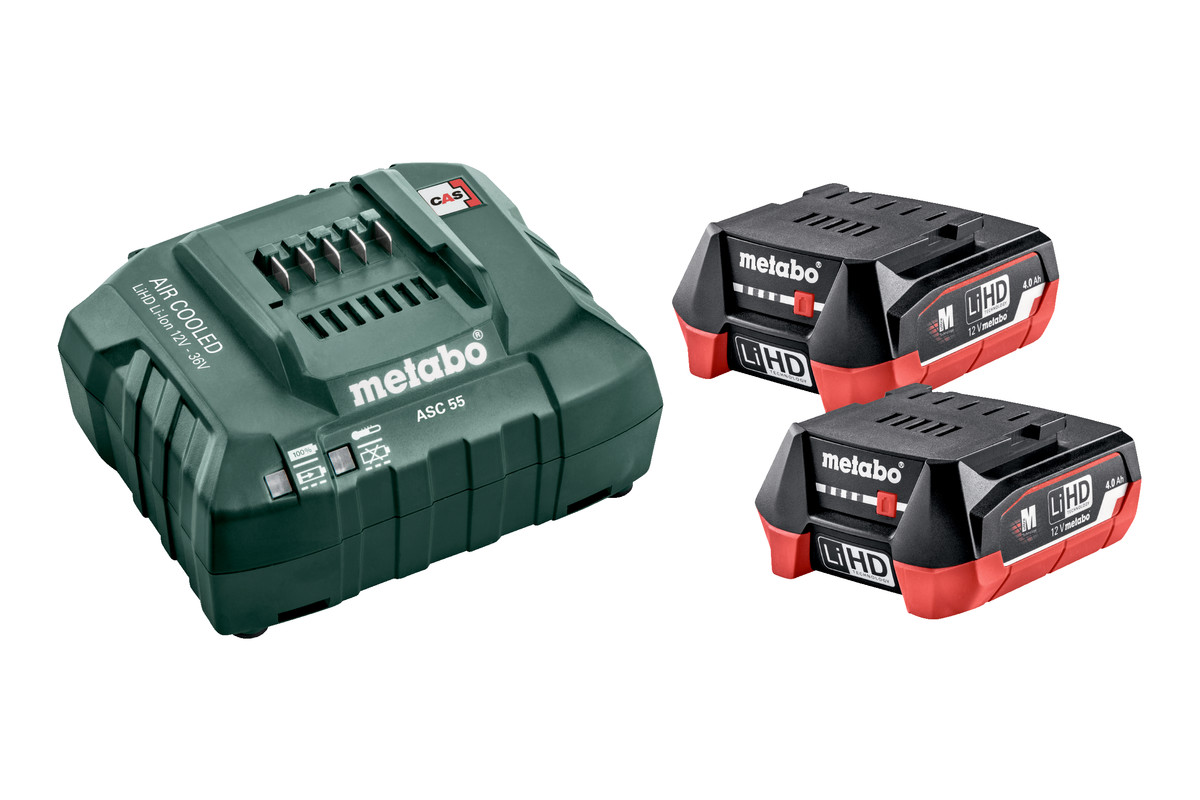 Σετ Μπαταριών 2x4,0Ah LIHD, 12V και φορτιστής ASC55 METABO