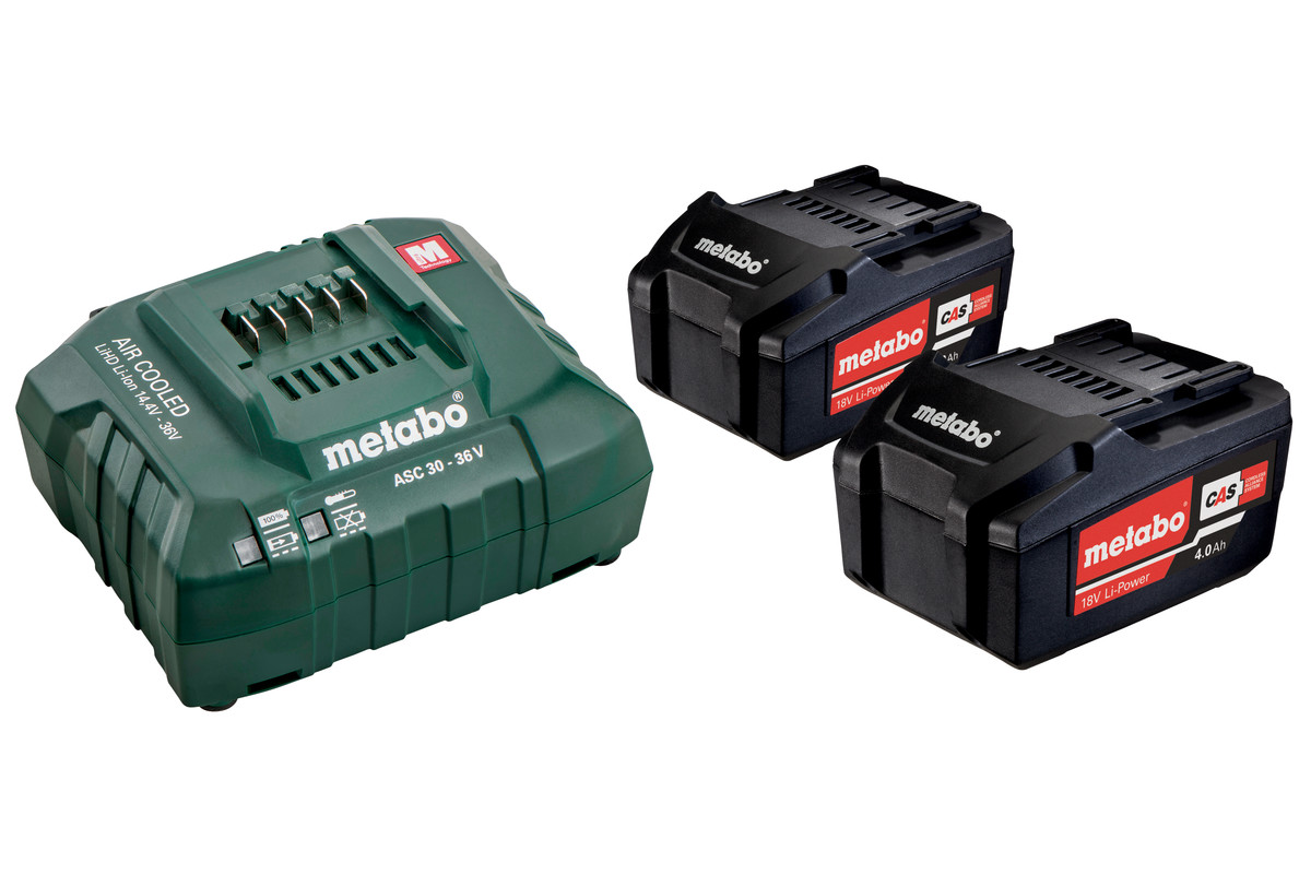 Σετ Μπαταριών 2x4,0Ah Li-ion, 18V και φορτιστής ASC55 METABO