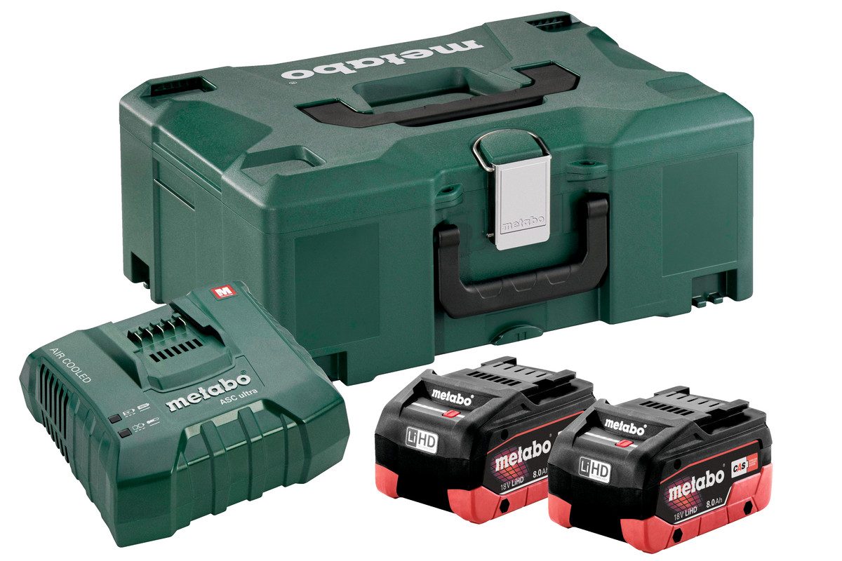 Σετ Μπαταριών 2x8,0Ah LIHD, 18V + φορτιστής ASC Ultra + MetaLock III METABO