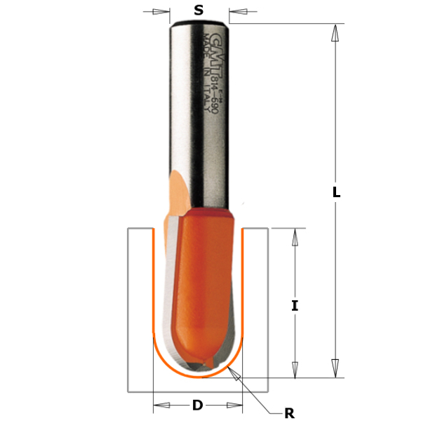 Κοπτικό Εργαλείο Ρούτερ Αυλάκωσης (R3.2mm-D6.35mm-S6,35mm) CMT