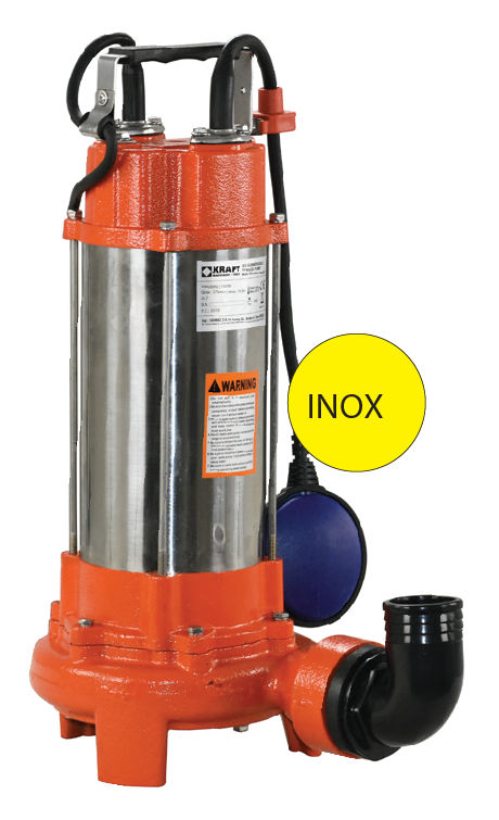 Αντλία INOX βυθιζόμενη λυμμάτων 1500W, με Κοπτήρα KRAFT