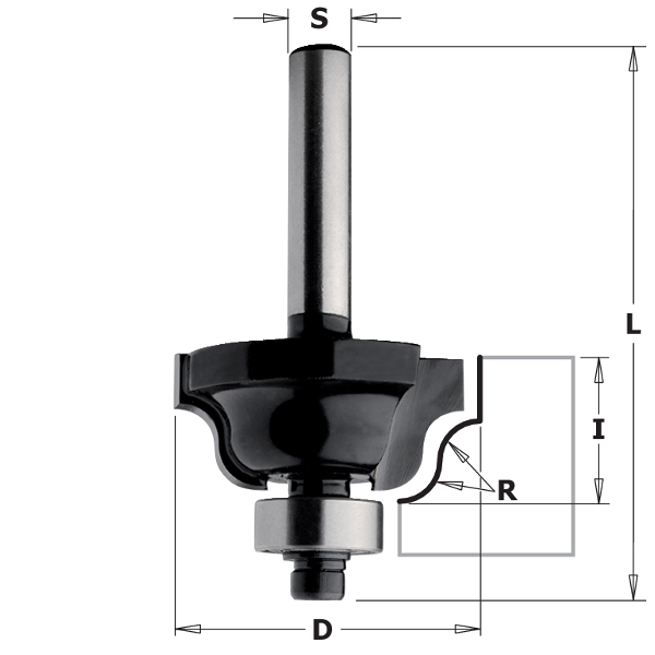 Κοπτικό Ρούτερ Προφίλ Ακμών (D28.6mm-R4mm-S8mm) CMT