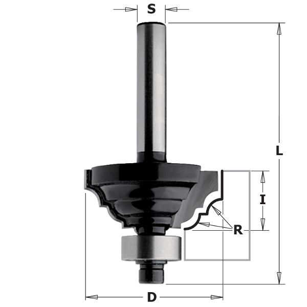 Κοπτικό Ρούτερ Προφίλ με Ρουλεμάν (D42.9mm-R6.3mm-S8mm) CMT