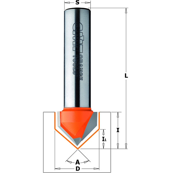 Kοπτικό Ρούτερ V-GROOVING (90°) (D12.7mm-I12.7mm-S8mm) CMT