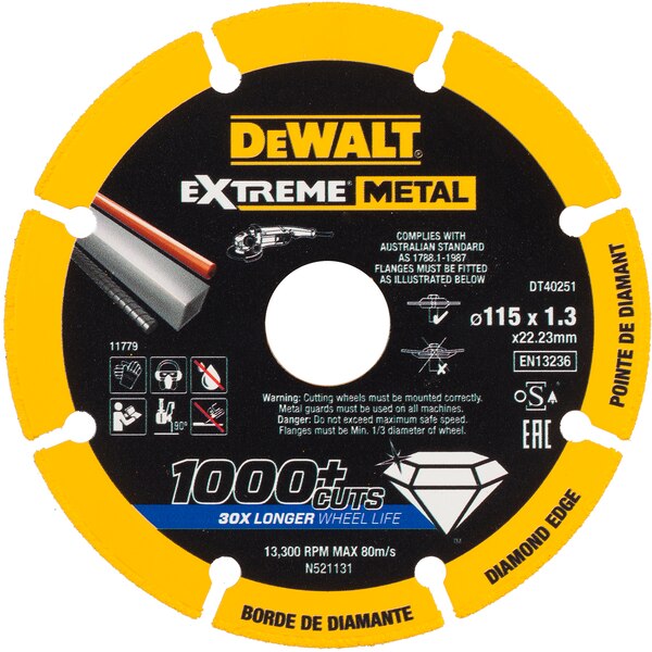 Διαμαντόδισκος γωνιακών τροχών Φ115mm Εxtreme Metal DEWALT 