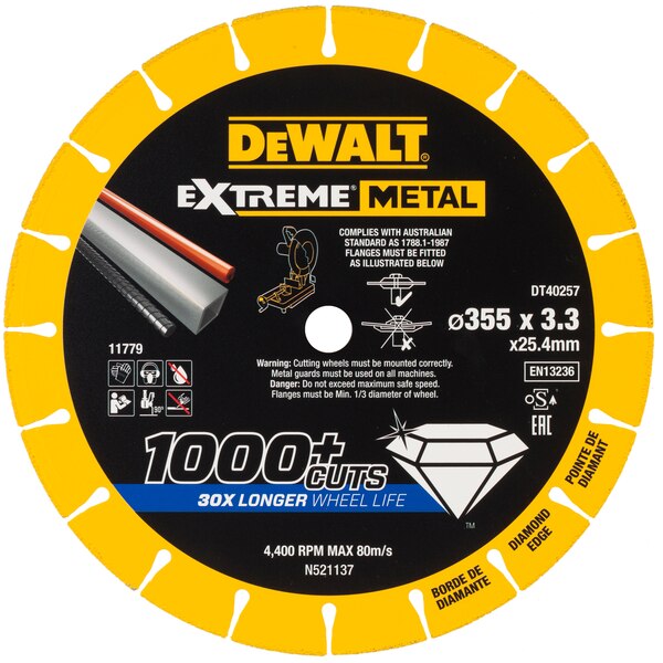 Διαμαντόδισκος γωνιακών τροχών Φ355mm Εxtreme Metal DEWALT 