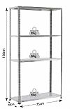 Μεταλλική ραφιέρα γαλβανιζέ 150x75x30cm, 4 ράφια, 30kg/Ράφι BULLE