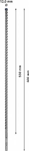 Κρουστικό τρυπάνι (12.0Χ600mm) EXPERT SDS-PLUS-7X BOSCH