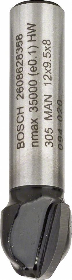 Κοπτικό Ρούτερ Φρέζα Κοιλωμάτων Δίκοπη 8mm (D)12mm (R)6mm Σκληρομέταλλο BOSCH