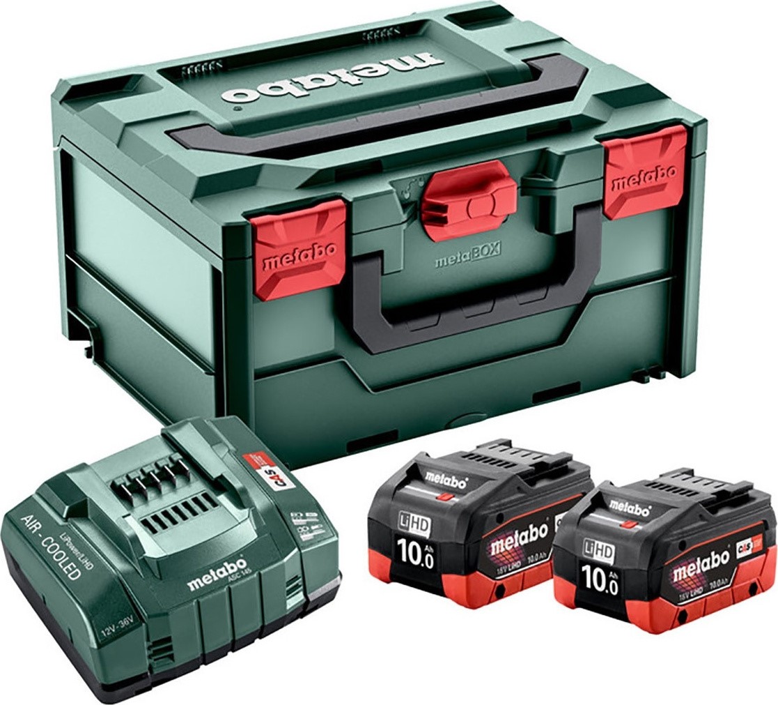 Σετ Μπαταριών 2x10,0Ah LIHD, 18V + φορτιστής ASC 145+ MetaBOX215 METABO