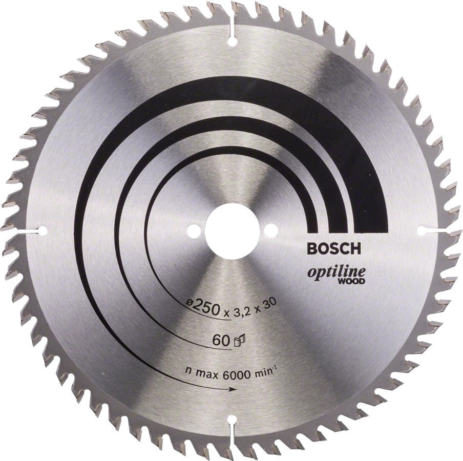 Πριονόδισκος Optiline Wood 250mm X 30mm X 60Δ BOSCH