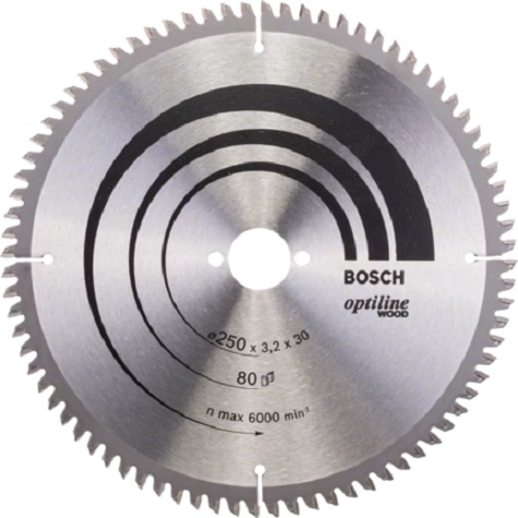 BOSCH Optiline Wood Πριονόδισκος για Δισκοπρίονα χειρός 250x30mm 80 Δόντια