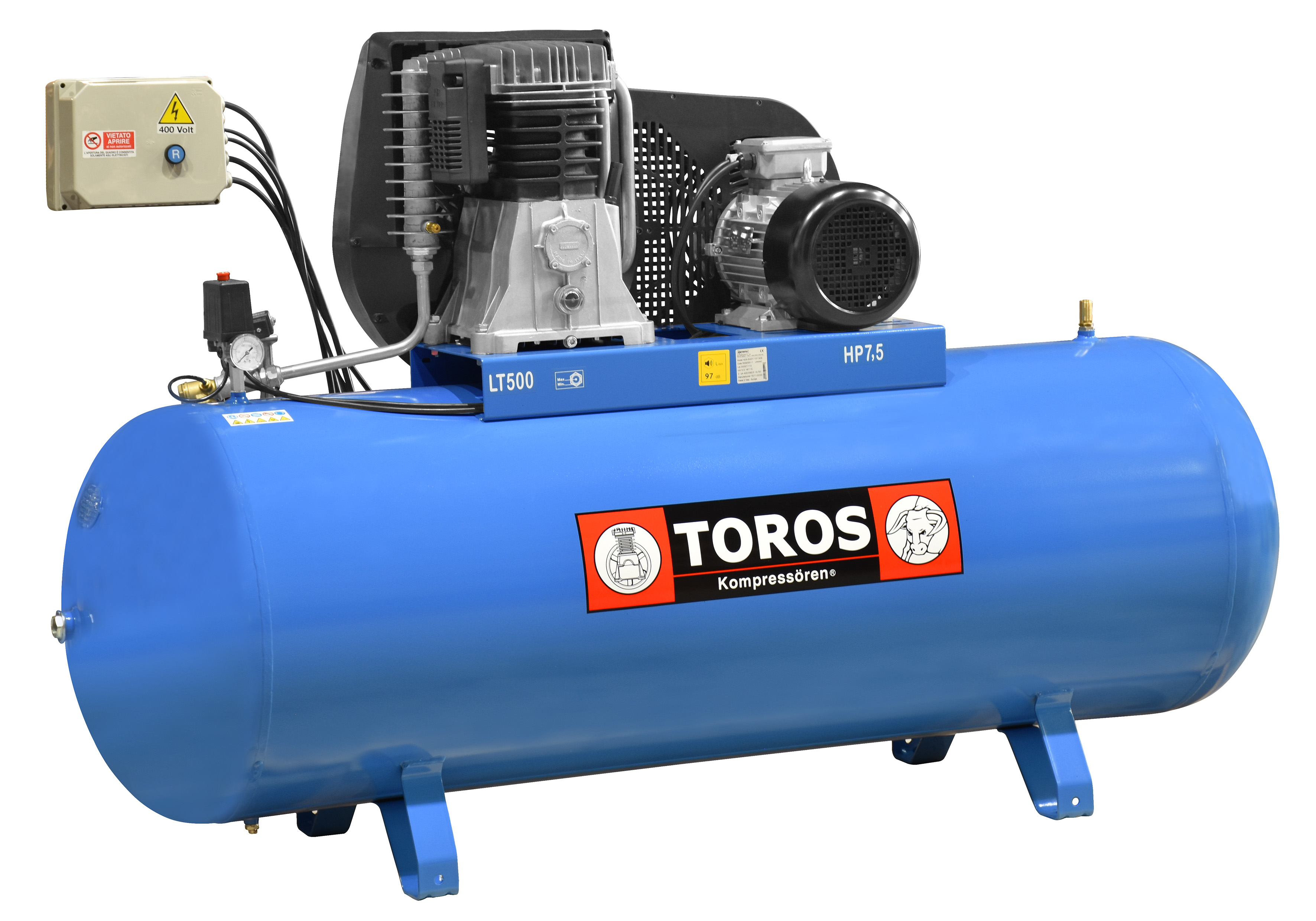 TOROS NG6-500F-7,5T Αεροσυμπιεστής με Ιμάντα 500lt, 11 Bar Τριφασικός