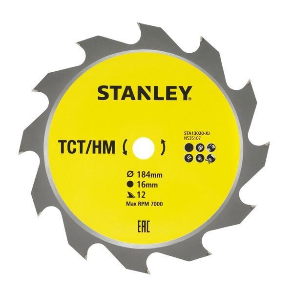 Δίσκος Ξύλου Διαμαντέ 184mm Χ 16mm X 12Δ STANLEY