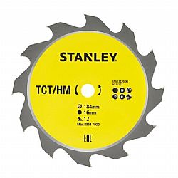 Δίσκος Ξύλου Διαμαντέ 184mm Χ 16mm X 12Δ STANLEY