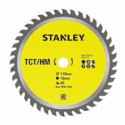 Δίσκος Ξύλου Διαμαντέ 170mm Χ 16mm X 40Δ STANLEY