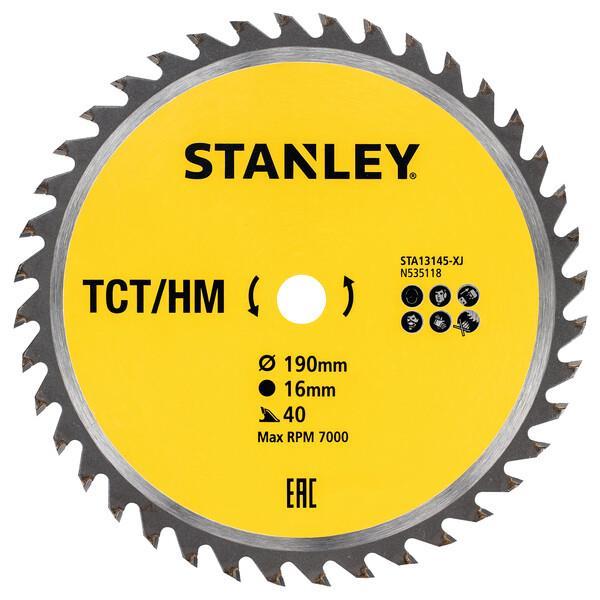 Δίσκος Ξύλου Διαμαντέ 190mm Χ 16mm X 40Δ STANLEY