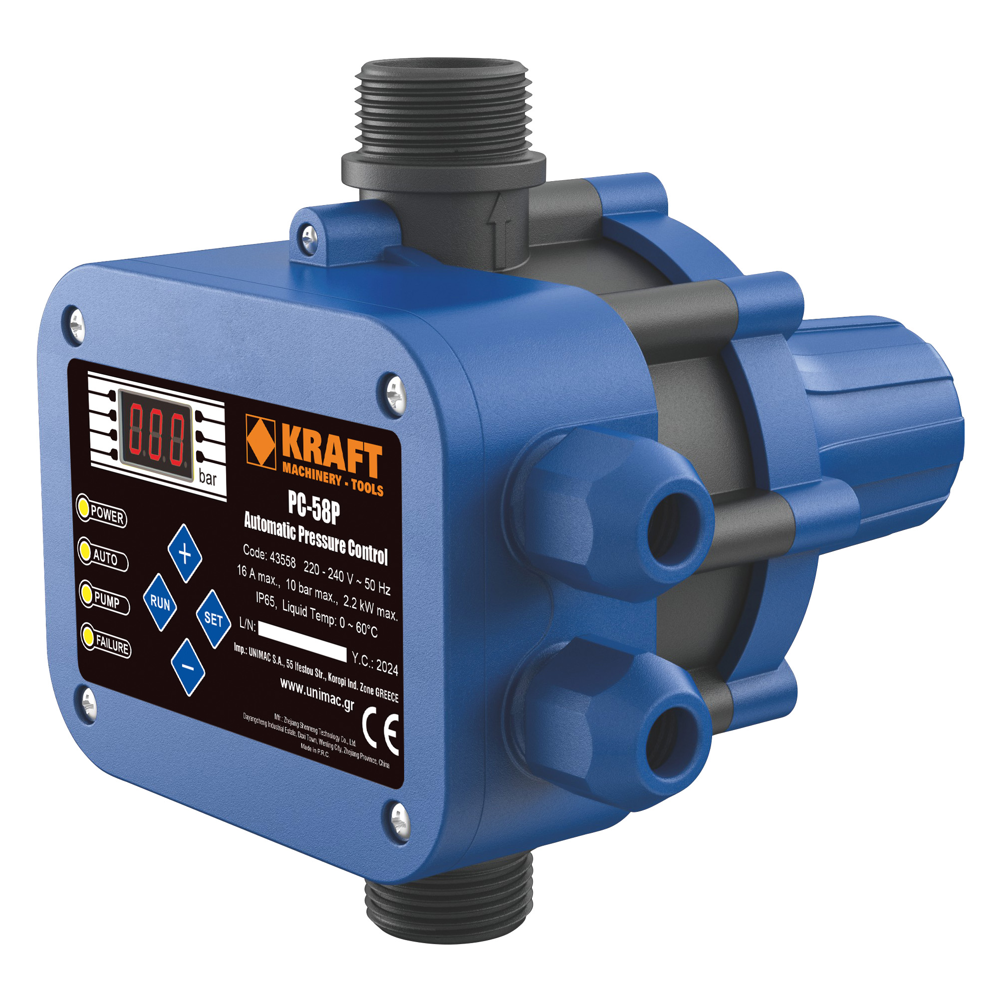 KRAFT  PC-58P Ηλεκτρονικός ελεγκτής πίεσης νερού 0,5-6,0 Bar
