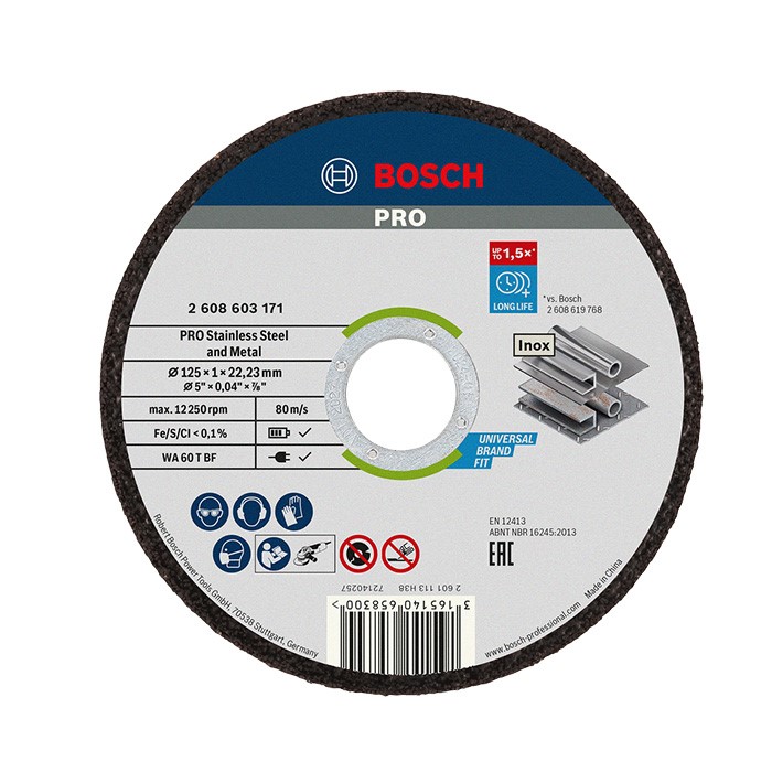 BOSCH PRO Stainless Steel and Metal Cutting Disc 125 x 1 x 22.23mm