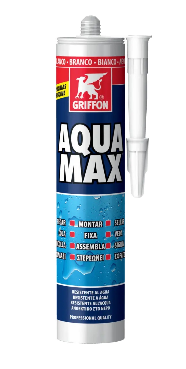 GRIFFON AQUA MAX Αδιάβροχο Συγκολλητικό και Στεγανωτικό Συναρμολόγησης, φύσιγγα 425gr, Λευκό