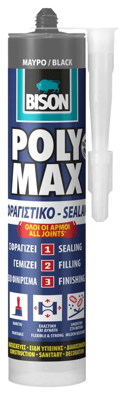 BISON Poly Max Σφραγιστική Σιλικόνη All in One Φύσιγγα 280ml, Μαύρο