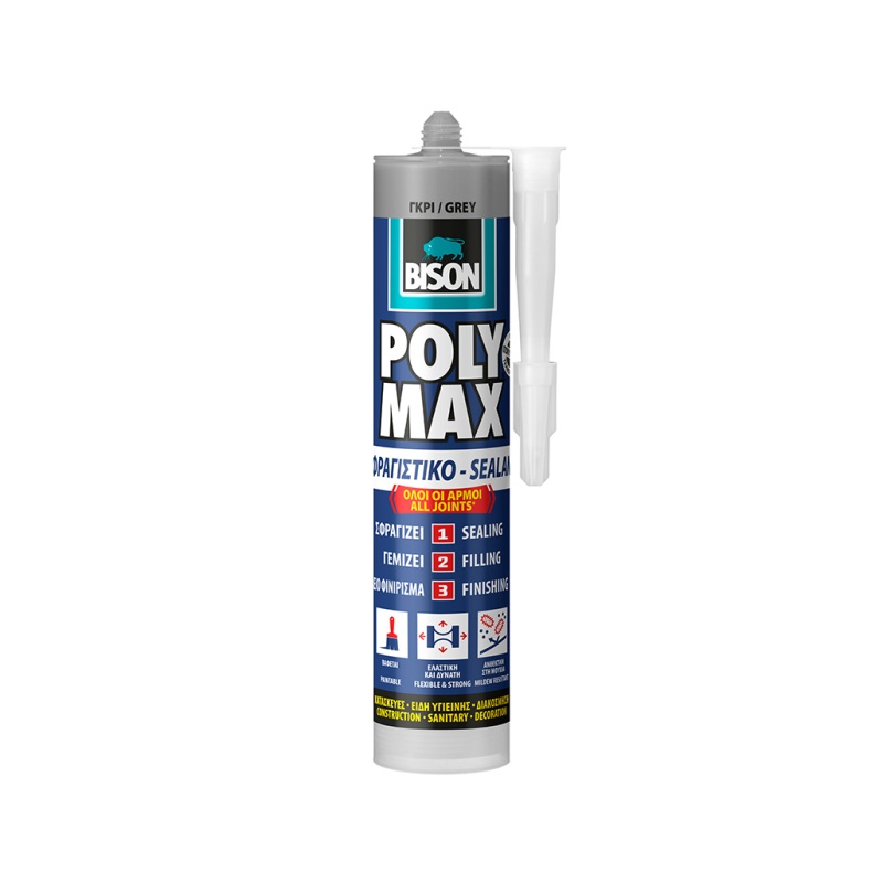 BISON Poly Max Σφραγιστική Σιλικόνη All in One Φύσιγγα 280ml, Γκρι