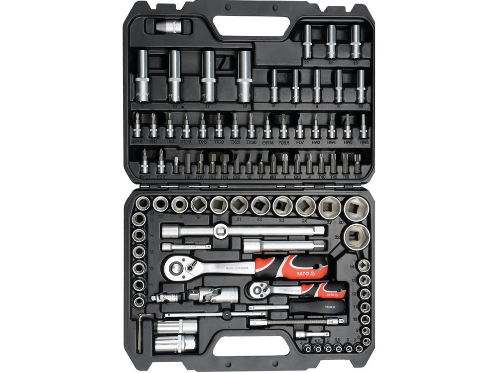 YATO YT-12681 Κασετίνα καρυδάκια CrV 1/4'' και 1/2'' 94 τεμχ.