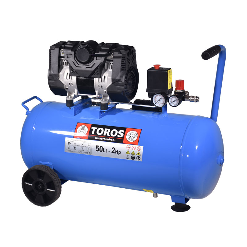 TOROS Αεροσυμπιεστής Oil Free, Χαμηλού θορύβου (Semi Silent) 50lt, 2Hp, 10Bar
