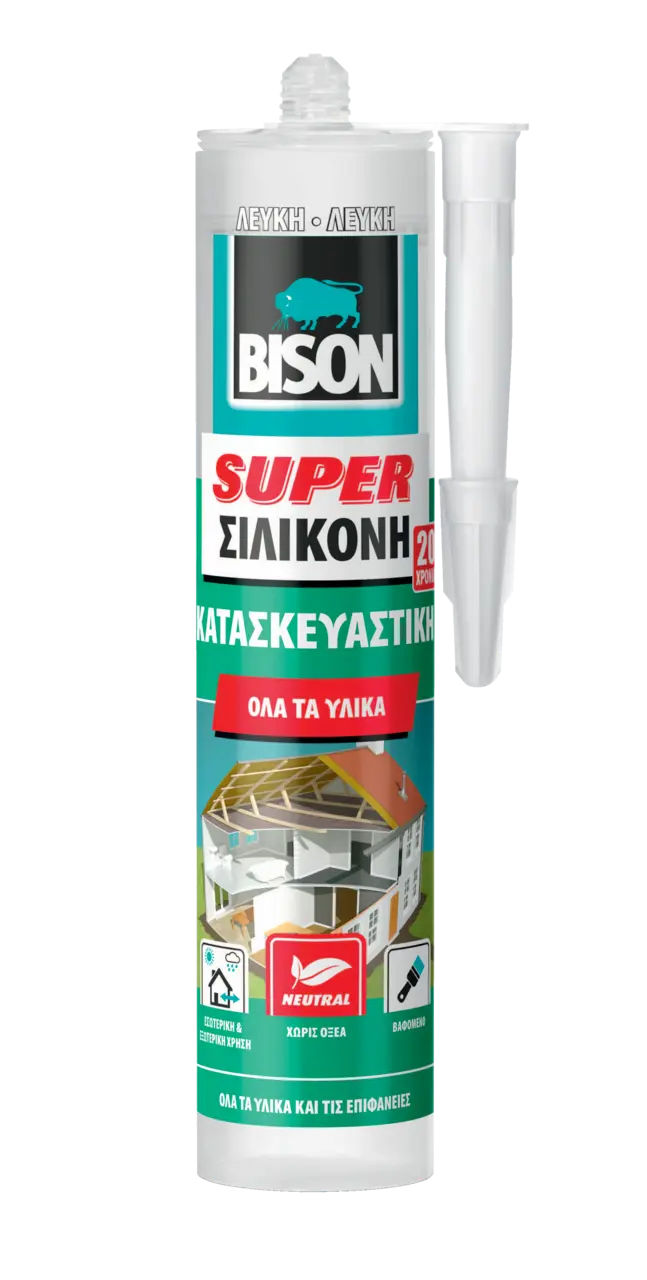 BISON Super Αντιμουχλική Κατασκευαστική Σιλικόνη Λευκή 290ml