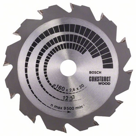 Δίσκος 160mmX20mm Construct Wood για δισκοπρίονα χεριού BOSCH