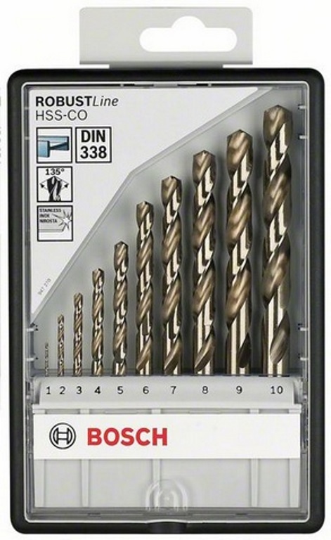 Σετ τρυπανιών (1-10mm) μετάλλου HSS-Co Robust Line 10τεμ. BOSCH