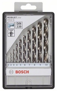 Σετ τρυπανιών (1-10mm) μετάλλου HSS-G Robust Line 10 τεμ. 135° BOSCH