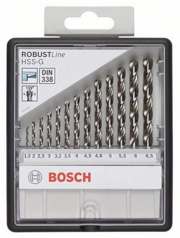 Σετ τρυπανιών (1.5-6.5mm) μετάλλου HSS-G Robust Line, 135° 13 τεμ. BOSCH