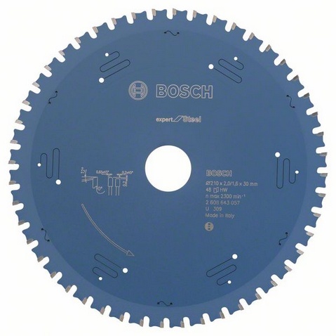 Δίσκος Μετάλλου 210mm/30μμ για Δισκοπρίονο Χειρός Expert for Steel BOSCH