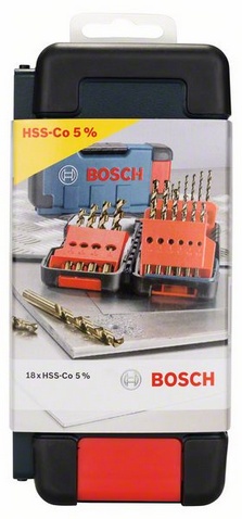 Σέτ Τρυπάνια Κοβαλτίου 18τεμ. HSS-Co (1-10mm) DIN 338 135° BOSCH